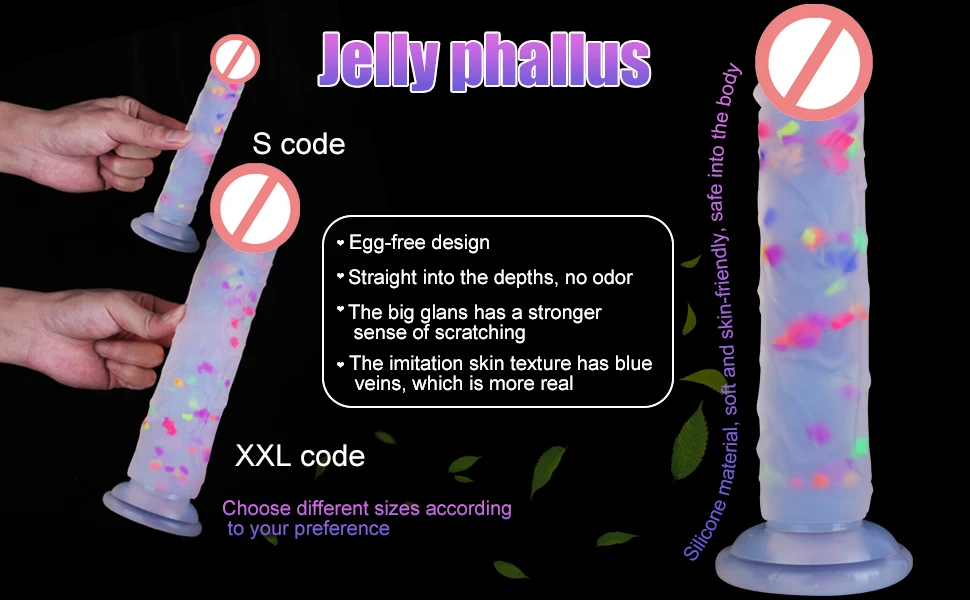 Multi Color Love Erotica Fantasy Dildo Soft Silicone Material Strong Suction Cup Artificial Penis No Ball Anal Plug Lady Sex Toy
