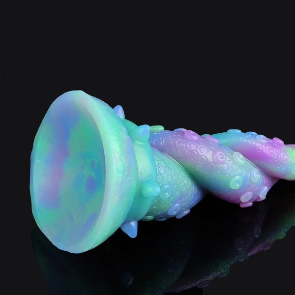 Octopus Dildo Fantasy Silicone Sex Toy Anal Butt Plug Luminous Toy With Powerful Suction Cup