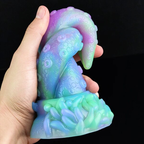 Octopus Dildo Fantasy Silicone Sex Toy Anal Butt Plug Luminous Toy With Powerful Suction Cup