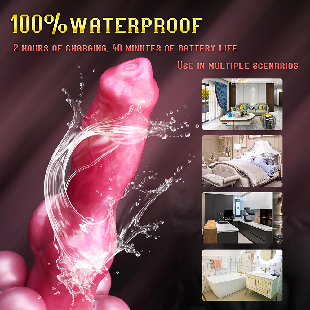 FAAK Wireless Control Telescoping and Vibrating Knot Dog Dildo Silicone Skin Touch Fantasy Penis Anal Plug Sex Toys For Women