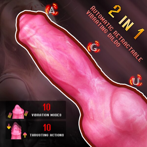 Wireless Control Telescoping and Vibrating Knot Dog Dildo Silicone Skin Touch Fantasy Penis Anal Plug Sex Toys For Women