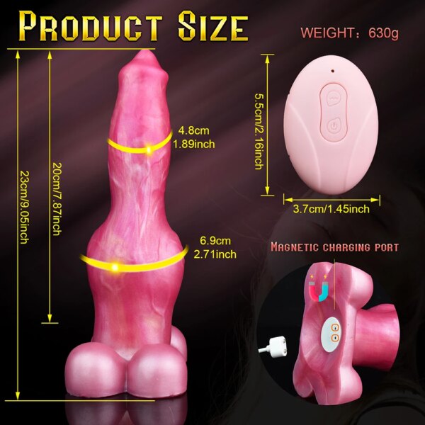 Wireless Control Telescoping and Vibrating Knot Dog Dildo Silicone Skin Touch Fantasy Penis Anal Plug Sex Toys For Women