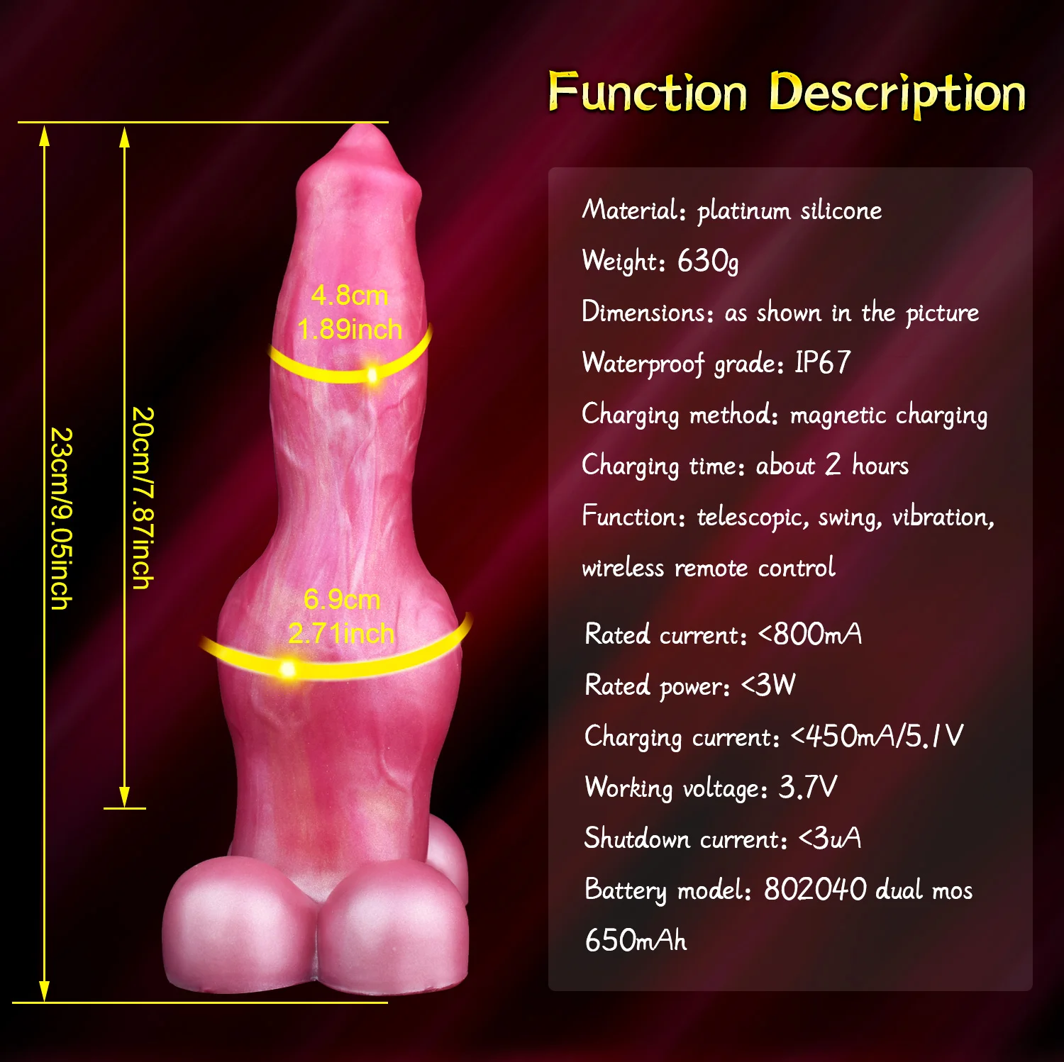 FAAK Wireless Control Telescoping and Vibrating Knot Dog Dildo Silicone Skin Touch Fantasy Penis Anal Plug Sex Toys For Women