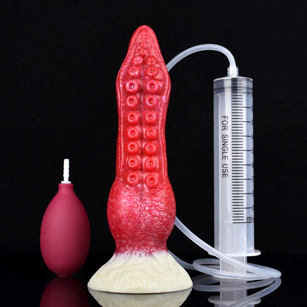 FAAK Fantasy Ejaculation Animal Dildo With Suction Cup Squirting Penis Spray Liquid Silicone Colorful Sex Toys For Men Women