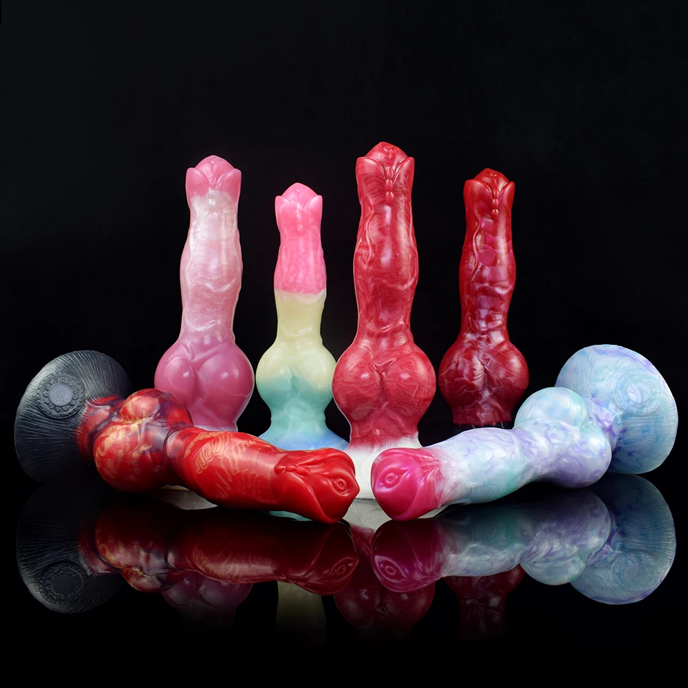 FAAK Silicone Fantasy Dog Knot Dildo With Sucker Wireless Control Vibrator Penis Sex Toys For Beginners Women Men Anal Massage