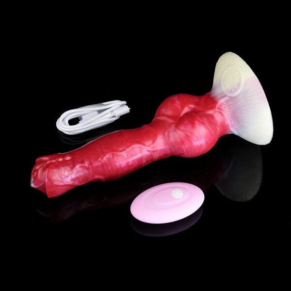 Silicone Fantasy Dog Knot Dildo With Sucker Wireless Control Vibrator Penis Sex Toys For Beginners Women Men Anal Massage