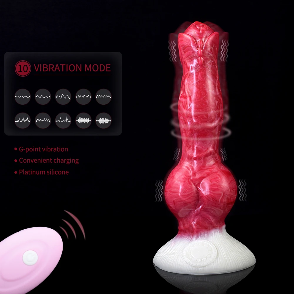FAAK Silicone Fantasy Dog Knot Dildo With Sucker Wireless Control Vibrator Penis Sex Toys For Beginners Women Men Anal Massage