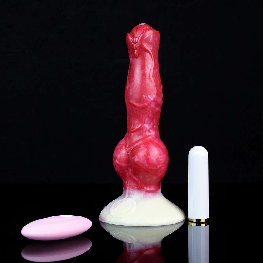 FAAK Silicone Fantasy Dog Knot Dildo With Sucker Wireless Control Vibrator Penis Sex Toys For Beginners Women Men Anal Massage
