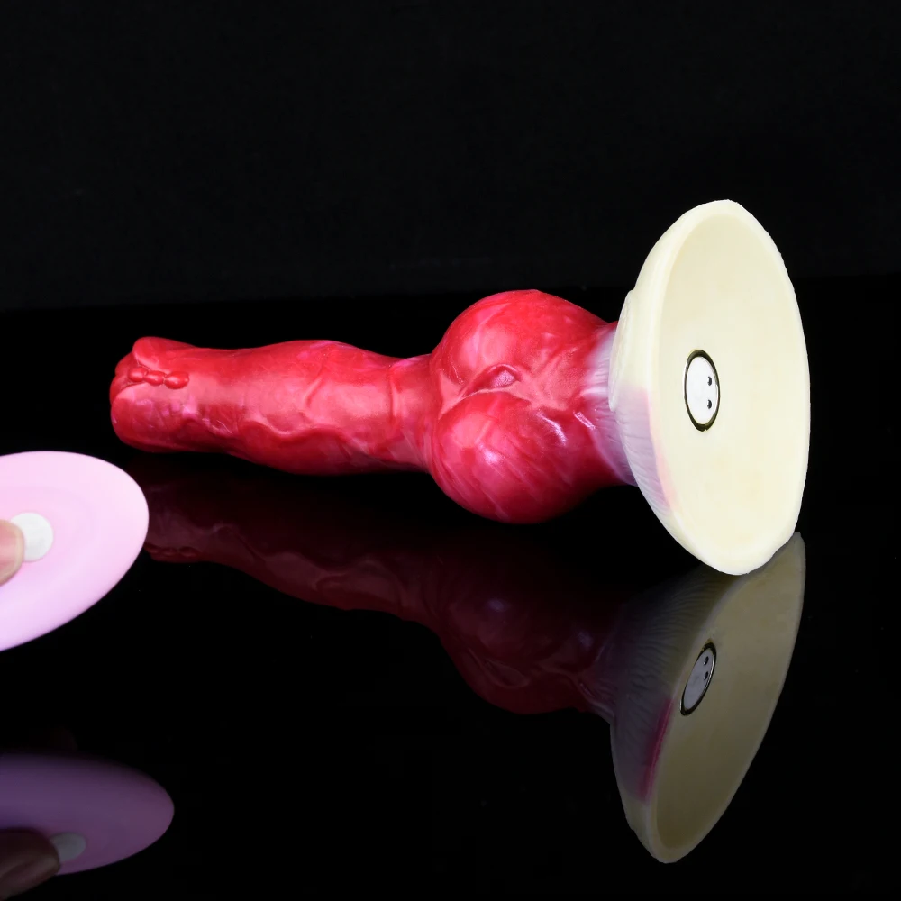 FAAK Silicone Fantasy Dog Knot Dildo With Sucker Wireless Control Vibrator Penis Sex Toys For Beginners Women Men Anal Massage