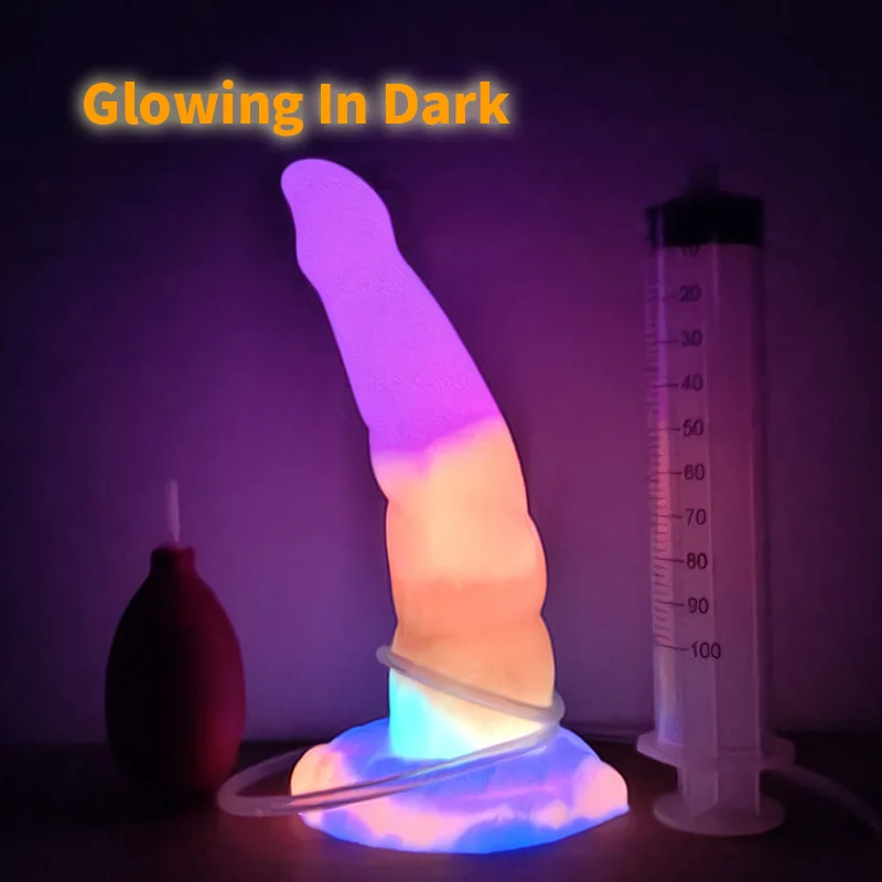 LUUK Animal Fantasy Dildo Massage Ejaculation Penis with Strong Sucker Squirting Function Anal Stimulation Sex Toy for Women Men