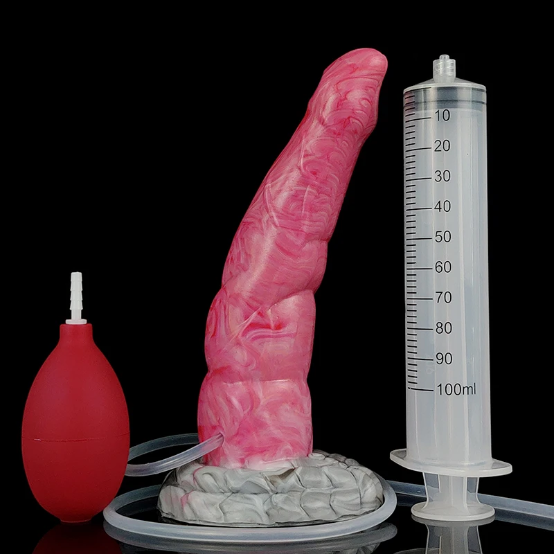 YOCY Squirting Anal Plug Curved G-Spot Massager Fantasy Dildo Silicone Groy Meat Color Big Knot Dildos Sex Toy For Adult 18+