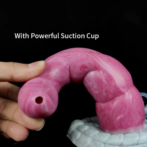 Squirting Anal Plug Curved G-Spot Massager Fantasy Dildo Silicone Groy Meat Color Big Knot Dildos Sex Toy For Adult 18+