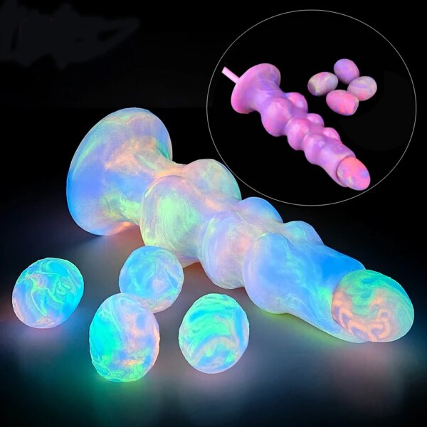 Luminous Ovipositor Toy Silicone Anal Plug Beads Knot Animal Dildo Lay-Egg Fantasy Inflated Push Butt Plug Adult Sex Shop