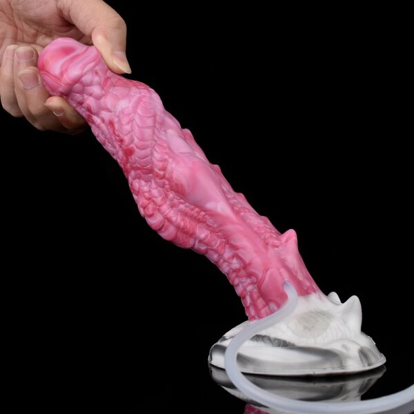Fantasy dragon Knot Ejaculation Dildo Anal Dildo Silicone Squirting Penis With Sucker Spray Liquid Sex Toys For Women