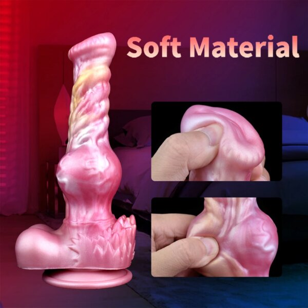 Fantasy Thrusting Dildo Vibrating 10 Modes Anal Plug Masturbator Big Knot Vibrators Dog Penis Sex Toy For Women With Sucekr