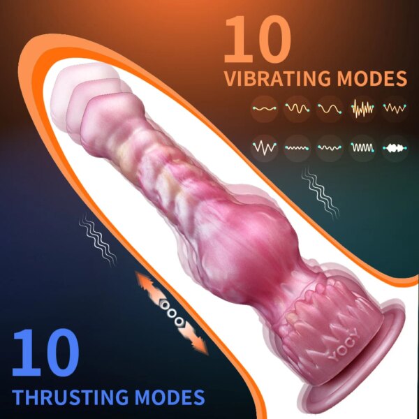 Fantasy Thrusting Dildo Vibrating 10 Modes Anal Plug Masturbator Big Knot Vibrators Dog Penis Sex Toy For Women With Sucekr