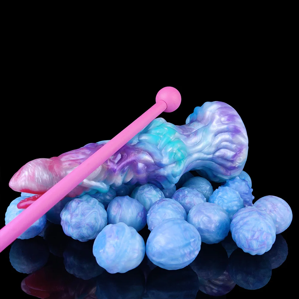 YOCY Ovipositor Lay Eggs Dildo Silicone Anal Vaginal Masturbator Fantasy Hand-Push Ovipositor Sex Toy For Couples Games