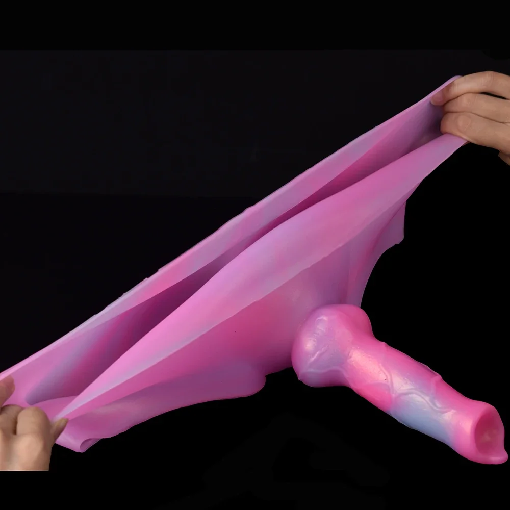 Super Long Strap On Anal Plug Wolf Dog Dildo Panties Silicone Fantasy Animal Penis Pants Pink Sissy Training Sex Toys For Women