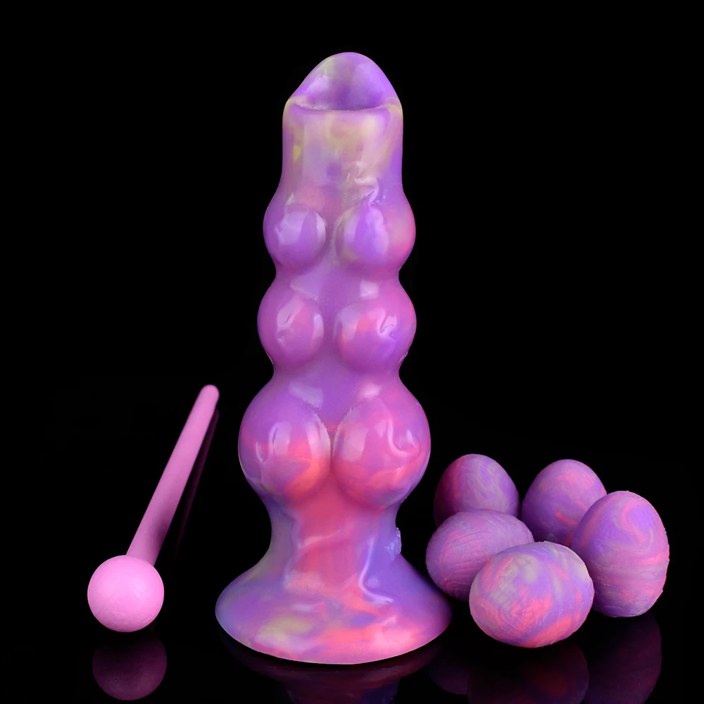 LEZEE Big Knot Anal Plug Ovipositor Toy Hand-Push Lay-Egg Animal Dildo Fantasy Glowing In The Dark Masturbator Sex Toy For Adult