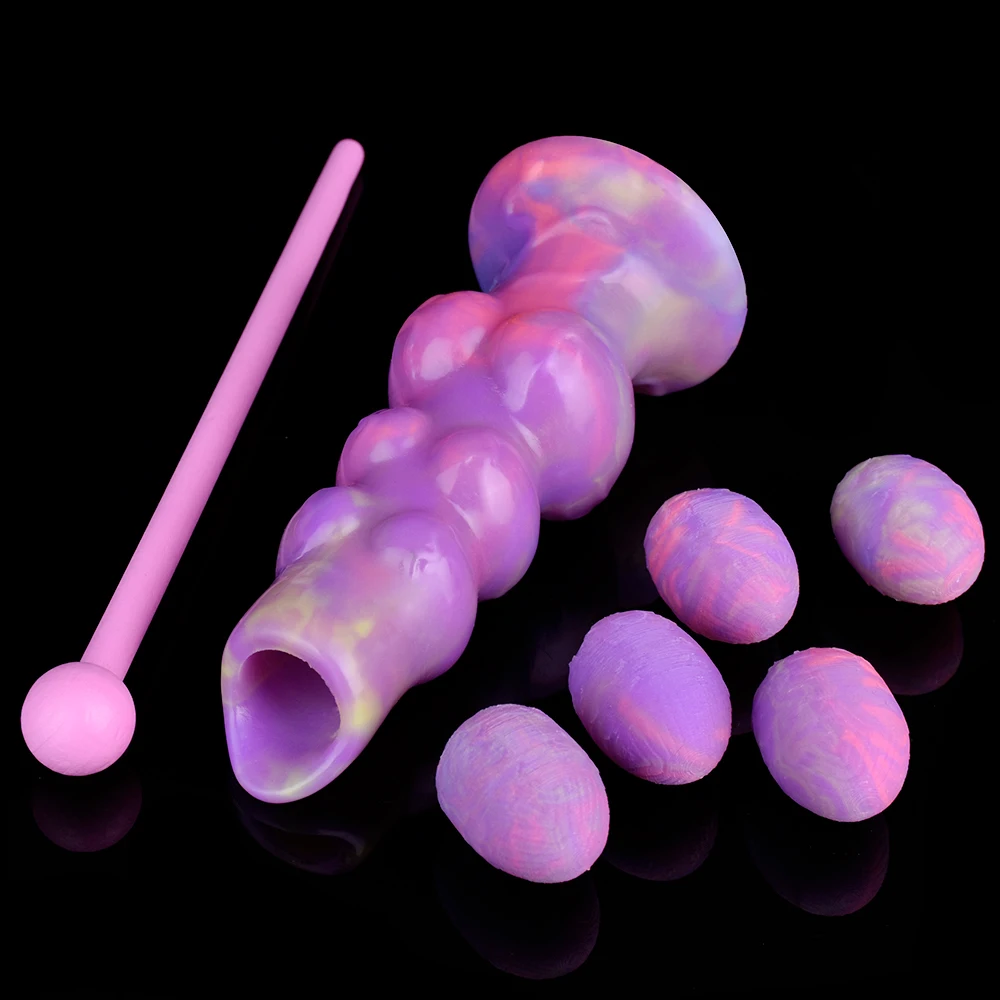 LEZEE Big Knot Anal Plug Ovipositor Toy Hand-Push Lay-Egg Animal Dildo Fantasy Glowing In The Dark Masturbator Sex Toy For Adult
