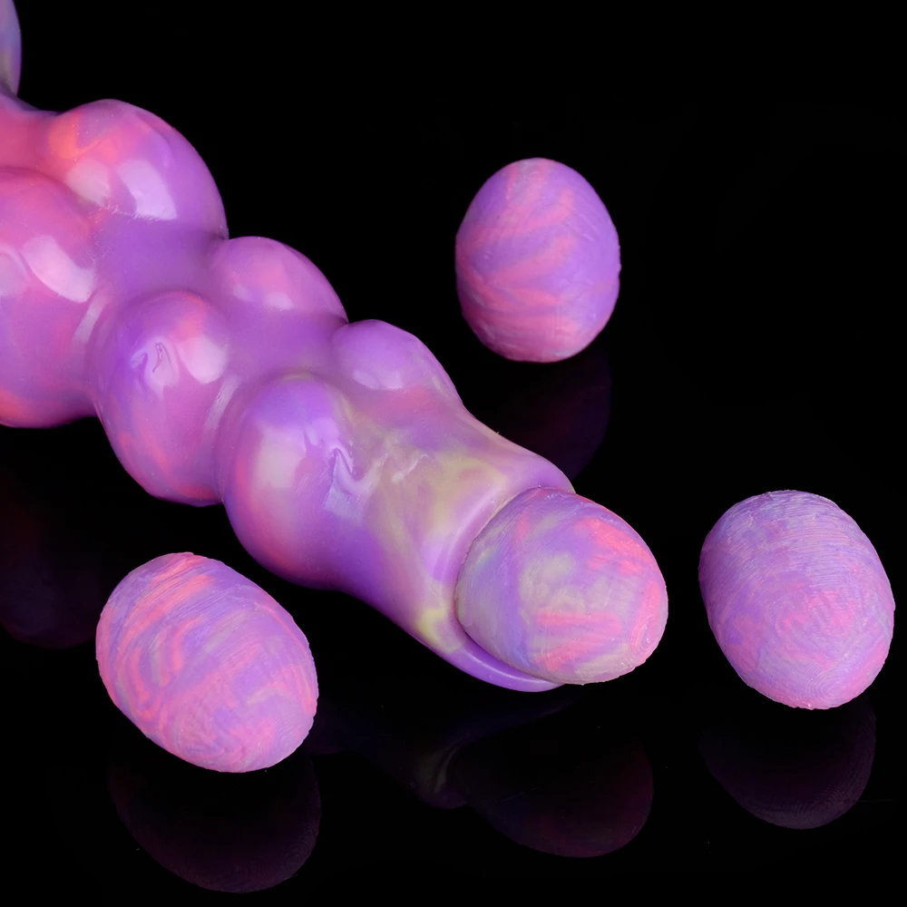 LEZEE Big Knot Anal Plug Ovipositor Toy Hand-Push Lay-Egg Animal Dildo Fantasy Glowing In The Dark Masturbator Sex Toy For Adult