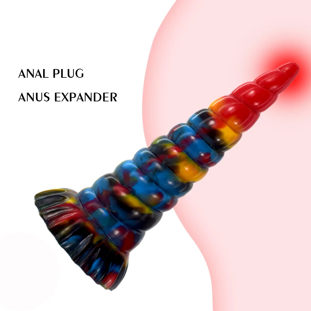 YOCY Large Anal Toy Silicone Soft Butt Plug Expander Stimulator Prostate Sex Toy For Men Unicorn Spiral Fantasy Animal Dildo