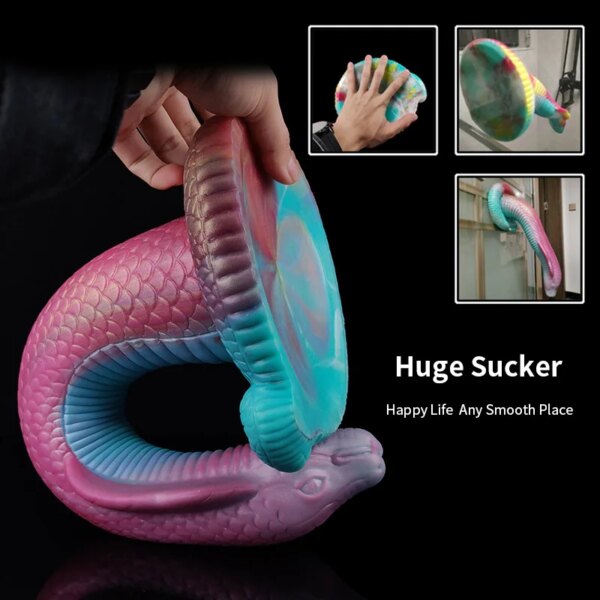 Realistic Cobra Snake Monster Dildo Giant Fantasy Butt Plug Soft Silicone Anal Fetish Sex Toy For Men With Suction Cup
