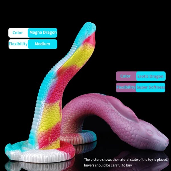 Realistic Cobra Snake Monster Dildo Giant Fantasy Butt Plug Soft Silicone Anal Fetish Sex Toy For Men With Suction Cup