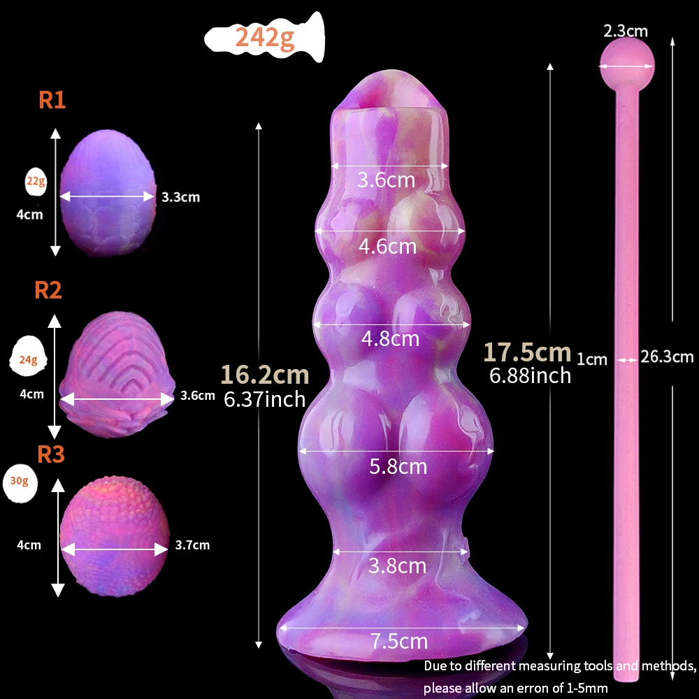 YOCY Big Knot Anal Plug Ovipositor Toy Hand-Push Lay-Egg Animal Dildo Fantasy Glowing In The Dark Masturbators Toy For Women Man