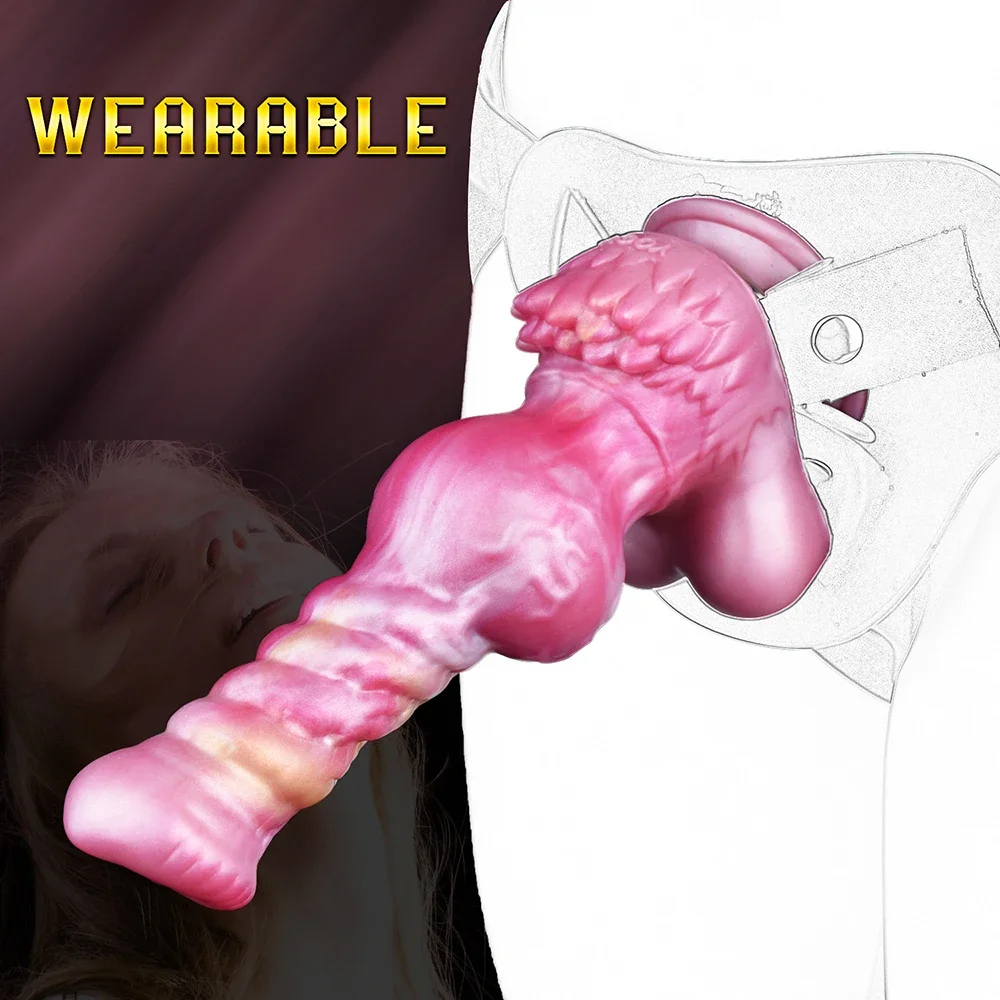 FAAK Wireless control Telescoping Vibrator Silicone Fantasy Big Knot Dog Dildo With Suction Cup Female Masturbator Anal Massage