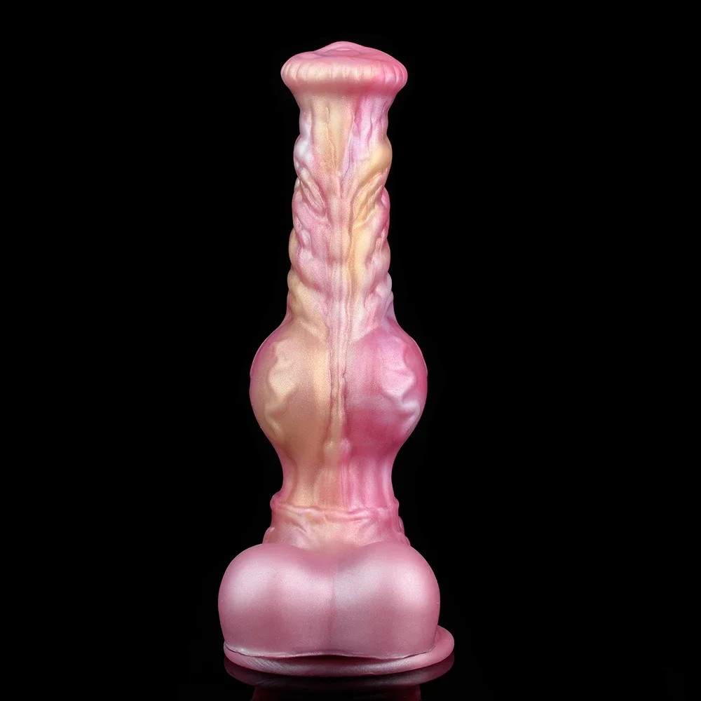 FAAK Wireless control Telescoping Vibrator Silicone Fantasy Big Knot Dog Dildo With Suction Cup Female Masturbator Anal Massage