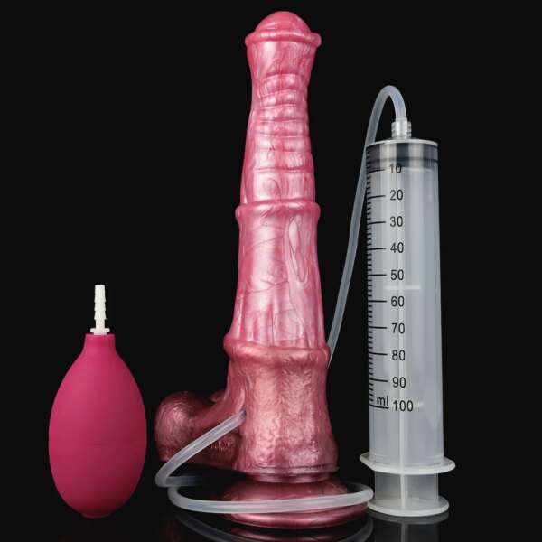 Horse Squirt Dildo With Suction Cup Silicone Ejaculation Animal Penis Fantasy Sex Toys Spray Liquid Fuction Anal Massage