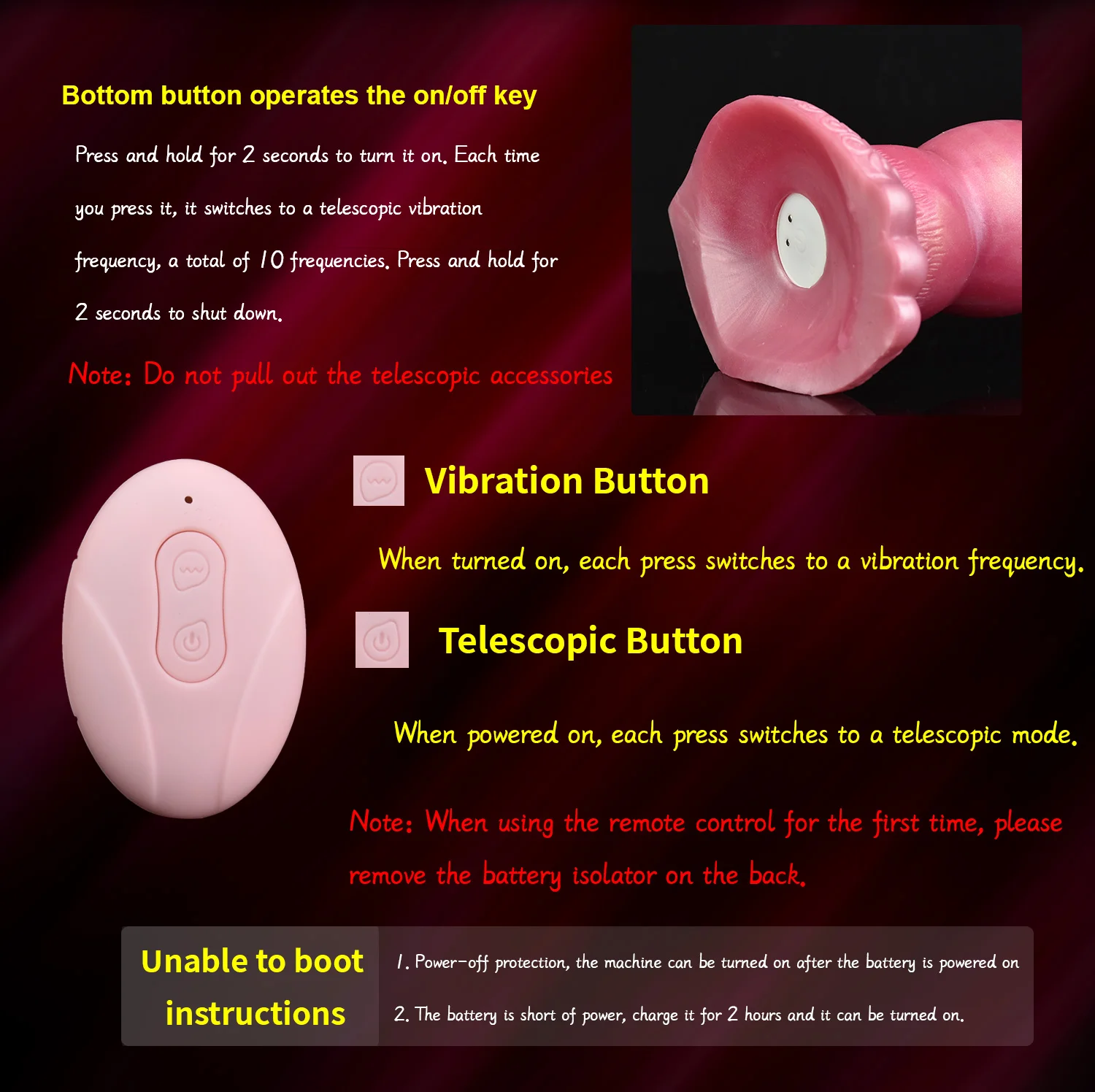 FAAK Silicone Fantasy Dog Knot Penis With Suction Cup Wireless Control Telescoping Vibrating Dildo Anal Plug For Women Men