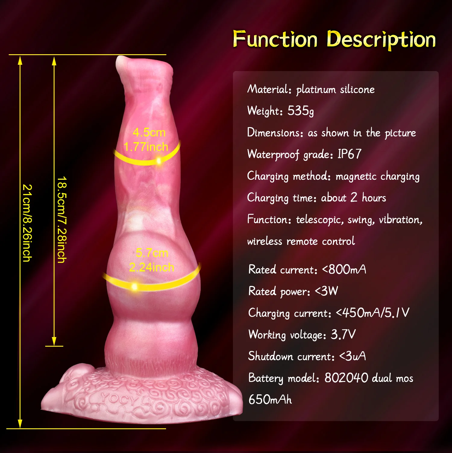 FAAK Silicone Fantasy Dog Knot Penis With Suction Cup Wireless Control Telescoping Vibrating Dildo Anal Plug For Women Men