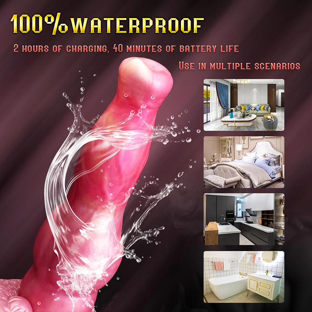 FAAK Silicone Fantasy Dog Knot Penis With Suction Cup Wireless Control Telescoping Vibrating Dildo Anal Plug For Women Men