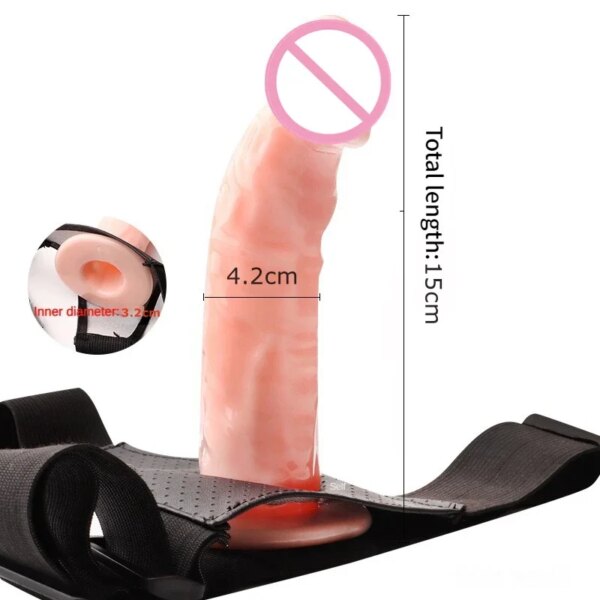 Realistic Strap On Dildo Panties Wearable Hollow Penis Sleeve Strapon Dick Pants Leather Harness Belt Sex Toys For Woman Men Gay