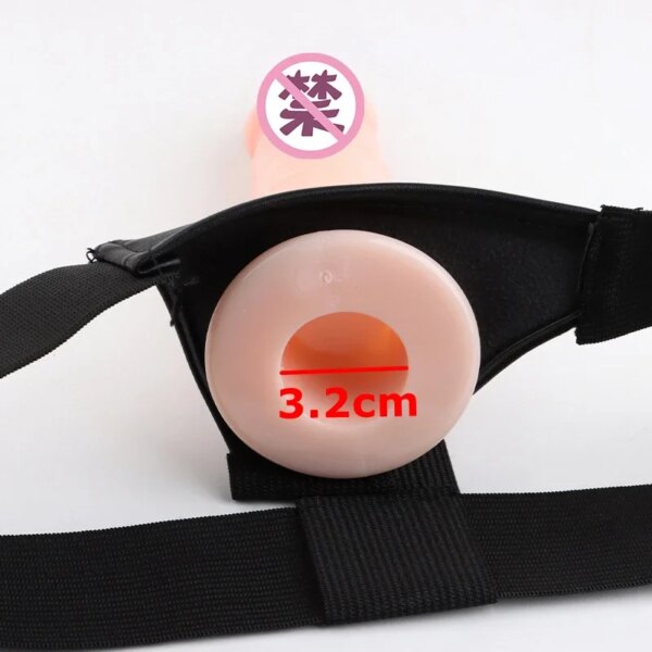Realistic Strap On Dildo Panties Wearable Hollow Penis Sleeve Strapon Dick Pants Leather Harness Belt Sex Toys For Woman Men Gay