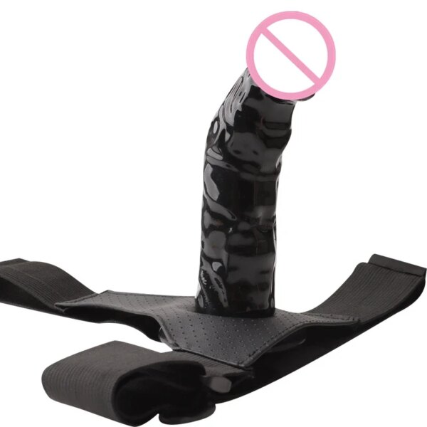 Realistic Strap On Dildo Panties Wearable Hollow Penis Sleeve Strapon Dick Pants Leather Harness Belt Sex Toys For Woman Men Gay