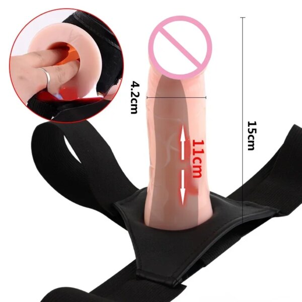 Realistic Strap On Dildo Panties Wearable Hollow Penis Sleeve Strapon Dick Pants Leather Harness Belt Sex Toys For Woman Men Gay