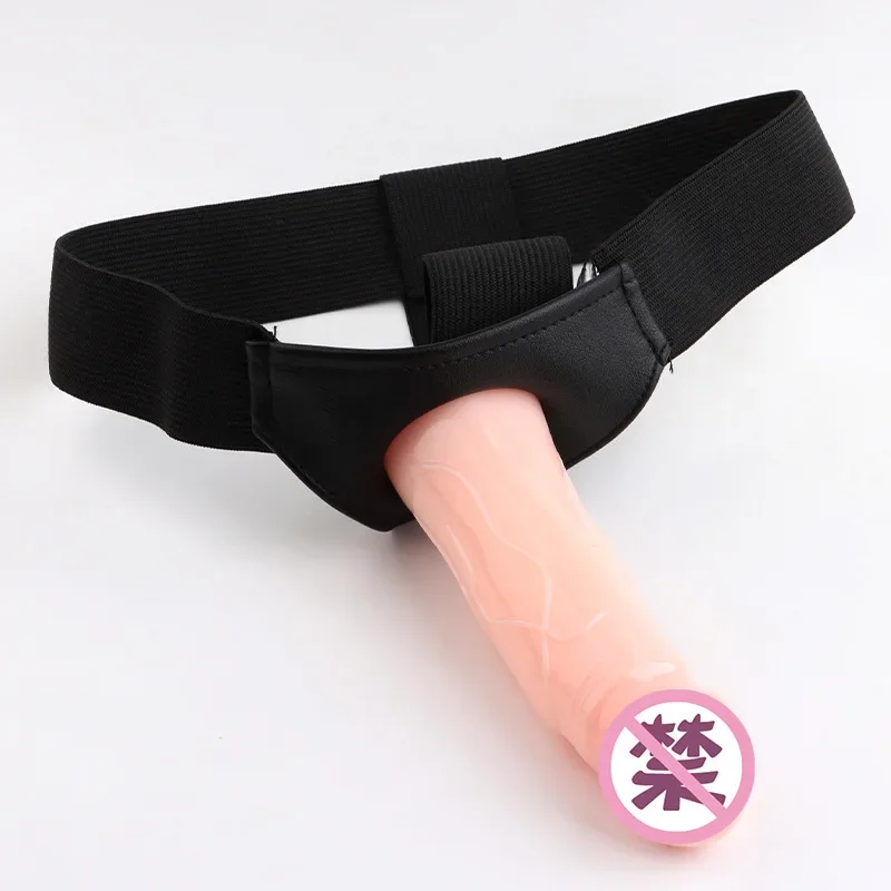 Realistic Strap On Dildo Panties Wearable Hollow Penis Sleeve Strapon Dick Pants Leather Harness Belt Sex Toys For Woman Men Gay
