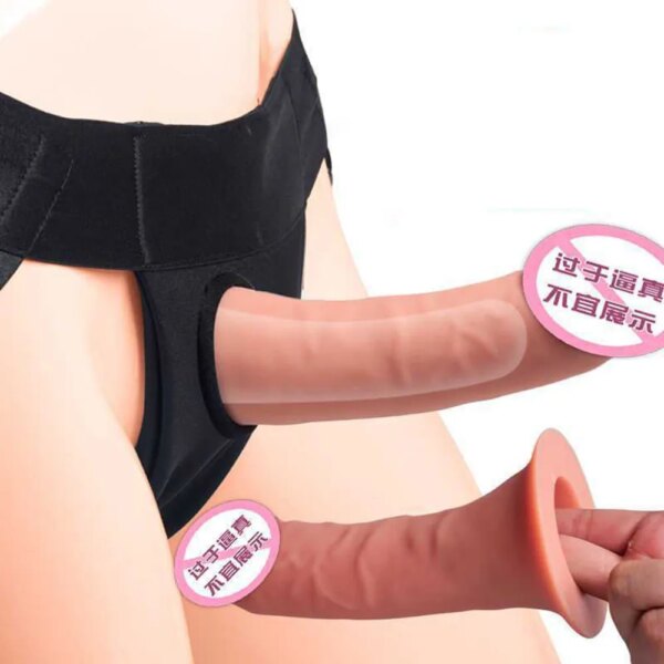 Strap-On Dildo Harnesses Pant Silicone ED Pre-Ejaculation Vagina Plug Hollow Masturbation Inscrutable Penis Sex toys for Lesbian