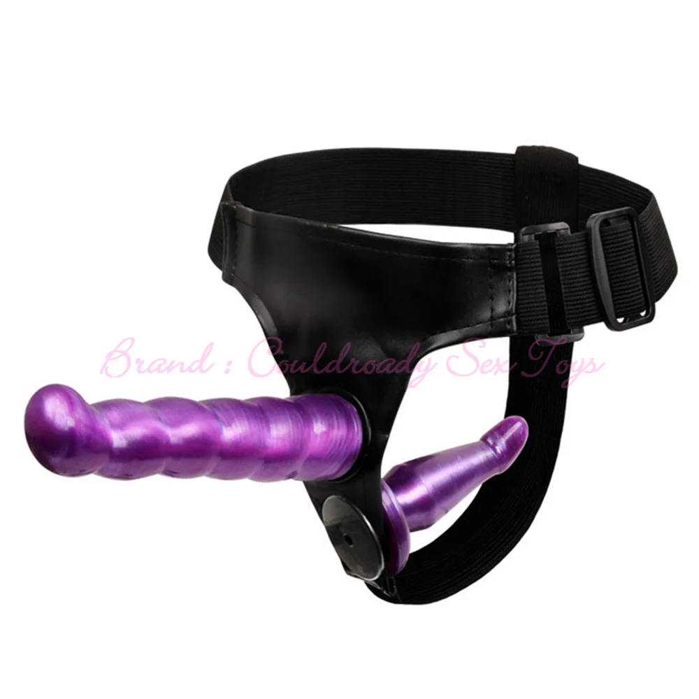 Strap On Realistic Dildo Head Double Hole Pants For Lesbian Couple Replacement Strapon Harness G-spot Anal Butt Plug
