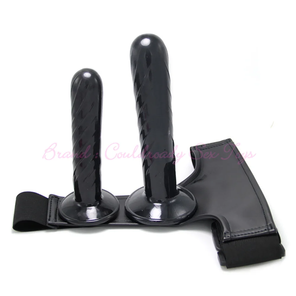 Strap On Realistic Dildo Head Double Hole Pants For Lesbian Couple Replacement Strapon Harness G-spot Anal Butt Plug