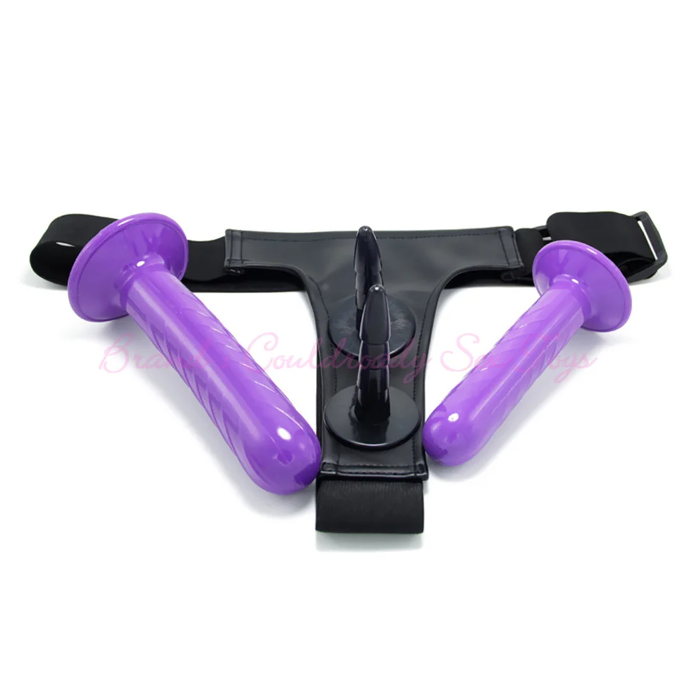 Strap On Realistic Dildo Head Double Hole Pants For Lesbian Couple Replacement Strapon Harness G-spot Anal Butt Plug