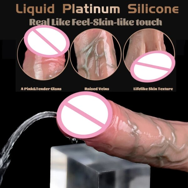 Silicone Ejaculation Realistic Dildo Skin Touch Lifelike Strap-ons Squirting Penis with Harness Sex Toys For Women