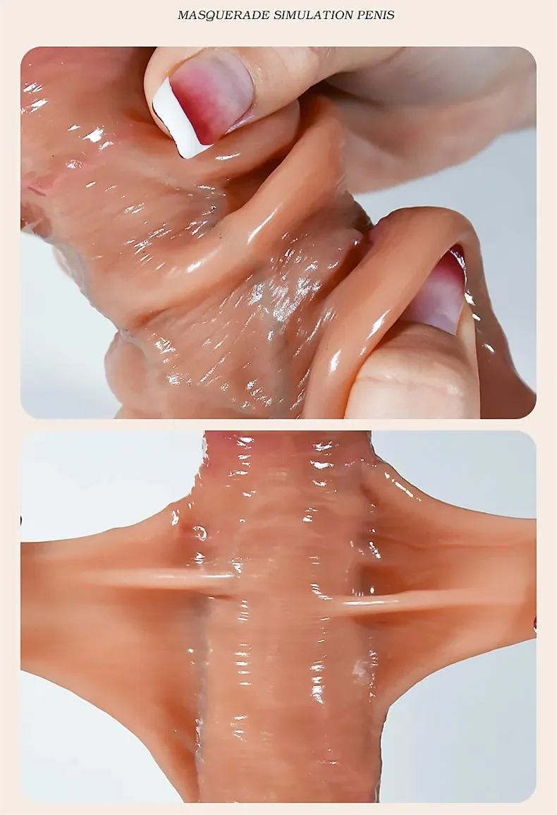 Women's Realistic Dildos Skin Sliding Foreskin Testicles Harness Strap On Fake Penis Stimulation Silicone Anal Vaginal Sex Toys Women's Realistic Dildos Skin Sliding Foreskin Testicles Harness Strap On Fake Penis Stimulation Silicone Anal Vaginal Sex Toys