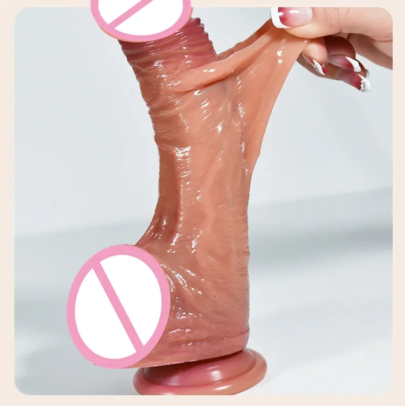 Women's Realistic Dildos Skin Sliding Foreskin Testicles Harness Strap On Fake Penis Stimulation Silicone Anal Vaginal Sex Toys Women's Realistic Dildos Skin Sliding Foreskin Testicles Harness Strap On Fake Penis Stimulation Silicone Anal Vaginal Sex Toys