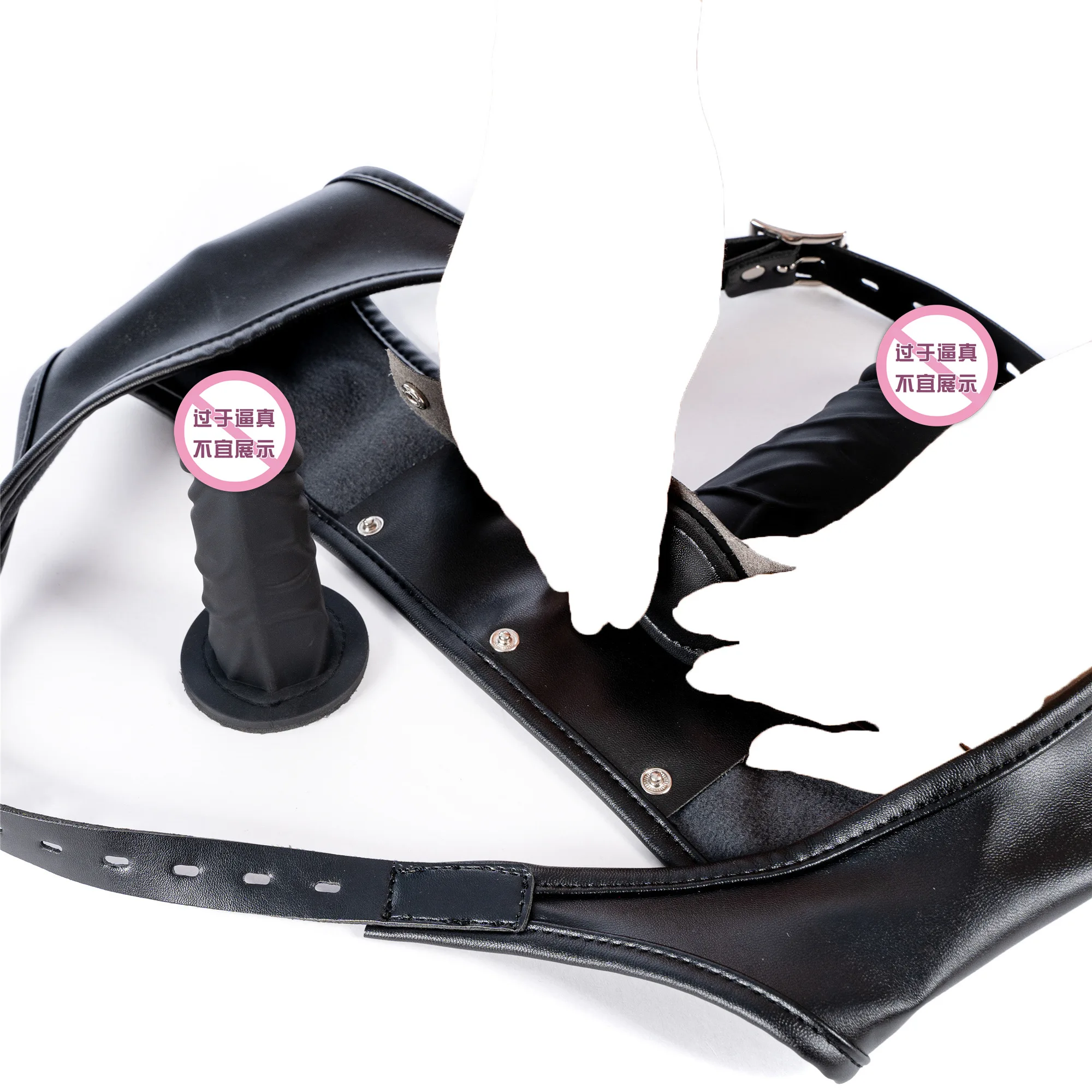 BDSM Bondage Strap-on Butt Plug And Dildo Harness,Strapon Leather Masturbation Chastity Panties with Vibrator,Sexy Toy For Women