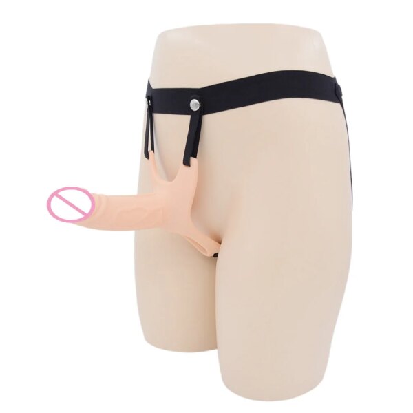 Strap-on Hollow Dildo Pants Penis Sleeve Enlarger Extender Strapon Harness for Men Strap on Realistic Belt Sex Toys for Gay