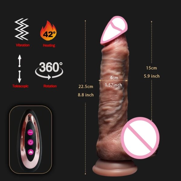 22.5 cm Realistic Dildo Telescopic Vibrator Female Stimulator 8.8 inch Big Penis Anal Plug Man Real Penis Sex Toys for Women